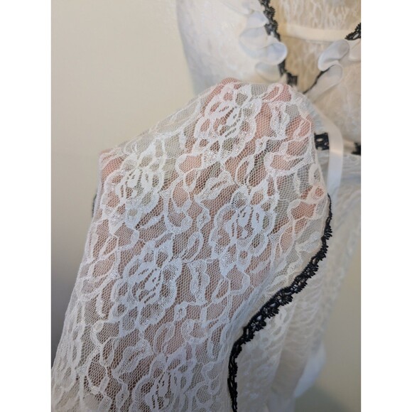 Cinema Etoile Seductive Wear Winter White Floral Lace Nylon Babydoll Sheer Large - Picture 7 of 13